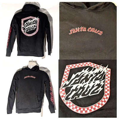 Santa Cruz Junior Talla L, Pullover Sudadera con Capucha Negra, Logo Flame Fire SK8, Sudadera Foto 1 de 4
