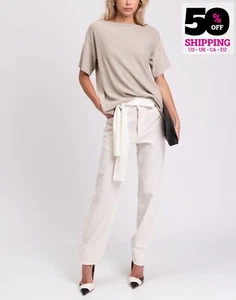 Sugerowana cena detaliczna 325 € TORTONA 21 Dzianinowy top Rozmiar S Mieszanka lnu Okrągły dekolt Made in Italy - Zdjęcie 1 z 10