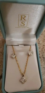 Ross Simons 14k YG CZ Baguette/ Emerald Cut Necklace/Earrings Set, 2.50 cttw - Picture 1 of 6