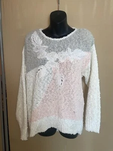 Vintage Damen Donagain 80’s 90’s Loose Knit Pastel Floral Sweater Granny Gr. Med - Bild 1 von 4