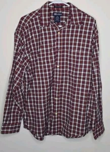 Faded Glory Flanellhemd Herren L rot blau kariert Fleckenlöser Brusttasche - Bild 1 von 11