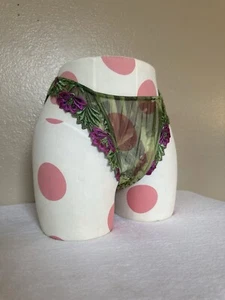 Lise Charmel Women's Green Purple Embroidered Bikini Panty Size M - Picture 1 of 7