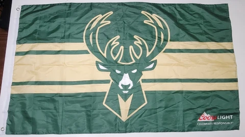 SGA Milwaukee Bucks Coors Light Flag Green Cover