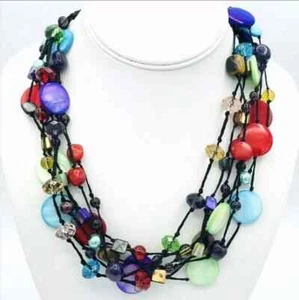 Premier Designs SPECTRUM Halskette. Tigerauge, Muscheln, Stein und Glasperlen. - Bild 1 von 3