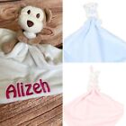 Personalised with embroidered name, baby comforter soft toy, bunny, monkey, bear