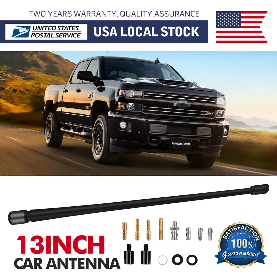 13" Premium Black Rubber AM/FM Antenna Mast Fit for: 1988-1999 Chevrolet C1500 - Image 1 of 4
