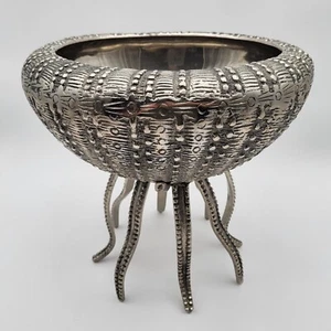 Hard To Find Z Gallerie Large Sea Urchin Pedestal Bowl 12" X 12" Cast Aluminum - Picture 1 of 15