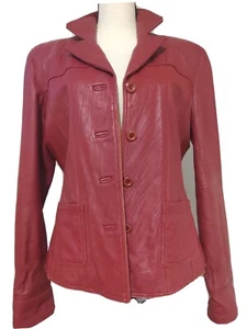 Women's Brandon Thomas Red Leather Jacket - Sz M - Picture 1 of 8