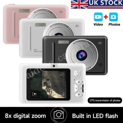 Digital Camera 50MP 32GB Compact Camera 8X Retro Anti-Shake Digital Cam Gift UK - Image 1 of 4
