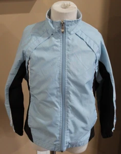 Hanes Sport Girls Lightweight Jacket Size XS 4/5 Lt Blue White & Black Full Zip - Picture 1 of 9