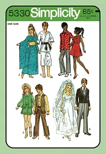 Ropa de muñeca niña de 111⁄2"" 12"" niño muñeca simplicidad 5330 de colección 1972 patrón de costura - Imagen 1 de 5