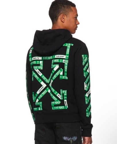 Felpa con cappuccio Off White c o Virgil Abloh 2018 'Non rimuovere' frecce taglia: M indossata 1 volta