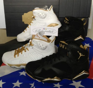 NIKE JORDAN 6 7 GMP DORADO MOMENT PAQUETE EE. UU. REINO UNIDO 8 9 10 11 12 OG 535357-935 2012 - Imagen 1 de 12