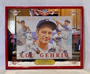 Lou Gehrig New York Yankees NYY Seagram’s 7 Framed Bar MIRROR MLB MAN CAVE ~ NOS - Picture 1 of 12