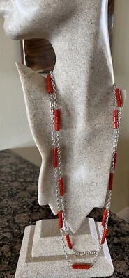 Calibre' por Harlene Korey 60 pulgadas plata de ley 925?Collar coral precioso Foto 1 de 4