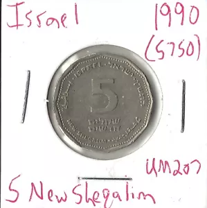 Coin Israel 5 New Sheqalim 1990 KM207 - Picture 1 of 1