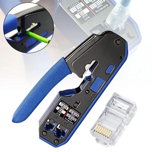 RJ45 EZ Crimper Cat5e 6 7 HD Pass Through Network Connector Crimping LAN Tool PB - Picture 1 of 8