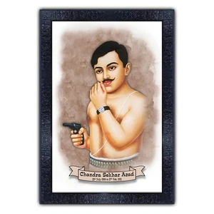Indian Freedom Fighter Chandra Shekhar Azad Framed Painting 13 x 19 inches - Picture 1 of 2