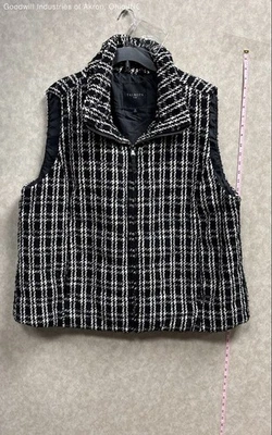 Chaleco acolchado Talbots negro blanco tweed a cuadros para mujer talla 3X Foto 1 de 4