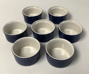 Emile Henry Stoneware Ramekins - 10.02 - Dark Blue Glazed - Set of Seven - Picture 1 of 5