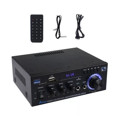 AK45 Power Amplifier HiFi Stereo BT5.0 USB 2.0+SD Card Computer Gaming Audio - Image 1 of 4
