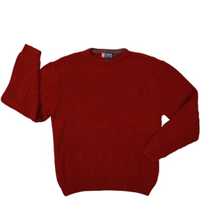 Chaps Ralph Lauren Vintage Red Ribbed Knit Sweater Heavyweight Men's size Large - Picture 1 of 8