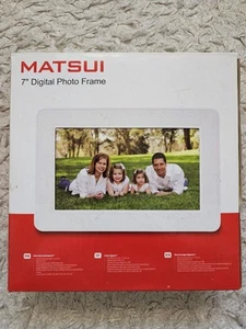 Matsui White 7" Digital Photo Frame, Power Adaptor, User Guide, Adjustable Stand - Picture 1 of 12