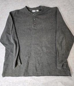 Fieldmaster Mens 90s Vintage Greyish Green Heavy Knit Henley 100% Cotton Size XL - Picture 1 of 8