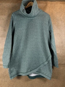 Land's End Pullover Wasserfallausschnitt Oberteil, grün Chevron, bequem, warm, Gr. XL - Bild 1 von 8
