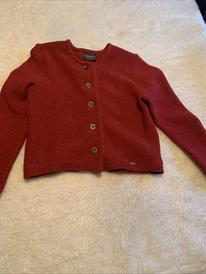 Suéter para mujer talla 8 (38) rojo 100 % lana de Giesswein en cárdigan hecho en Austria Foto 1 de 4