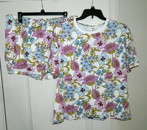 Vera Bradley Coffee Garden leichtes Damen-Pyjama-Oberteil & kurzes Set Größe Large - neu mit Etikett - Bild 1 von 5