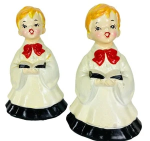 Statuine vintage anni 50 porcellana kitschy coro natalizio ragazzi Brinn's Pittsburg - Foto 1 di 9
