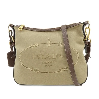 Bolso Bandolera de Cuero Jacguard Logo PRADA Marrón Auténtico Usado Envío Gratis Foto 1 de 4
