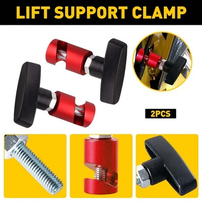 2PCS Hood Holder Strut Support Clamp Automotive Hood Rod Lift Support Clamp Red - Image 1 of 4