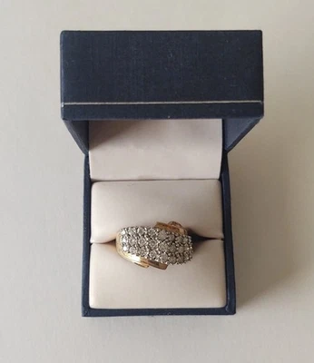 Hermoso anillo con racimo nupcial de diamantes de 1 quilate de oro amarillo talla 7 Foto 1 de 4