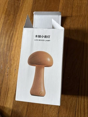 Wood Mushroom Lamp, LED Cordless Bedside Touch Lamp, Rechargeable Battery Operat - Image 1 of 4