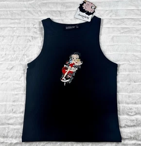 Camiseta sin mangas Betty Boop talla grande dibujos animados pin-up retro años 80 camisa negra luchadora y audaz - Imagen 1 de 6