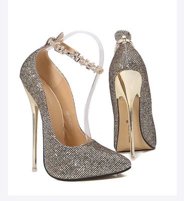 Zapatos de fiesta con correa para el tobillo plataforma tacón de aguja discoteca para mujer Foto 1 de 4