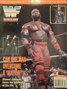 WWF Magazine March 1997 Ahmed Johnson *TRADING CARDS* E - Foto 1 di 15