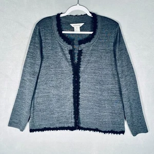 Suéter Misook Mujer XL Gris Cierre Elástico Cárdigan Flecos - Imagen 1 de 9