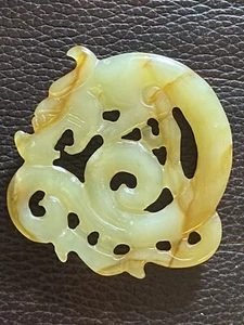 alter chinesischer Jade geschnitzter Glücksbier Drachen Figur Anhänger - Bild 1 von 6