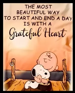 The Most Beautiful Way To Start And End A Day Grateful Heart Snoopy MAGNET - Picture 1 of 1