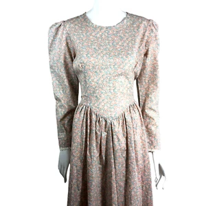 Prairie Dress Vintage Cottagecore 1980s Summer Cotton Handmade Pink Blue 12-14 - Picture 1 of 11