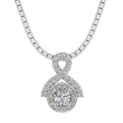 Collar Colgante Racimo Diamante Natural I1 G 0.60 Ct Valoración Oro Blanco 14K Foto 1 de 4