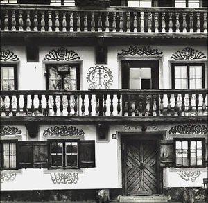Casa de campo de madera con estampado vintage 1978 frente fresco 1735 Alta Baviera Alemania - Imagen 1 de 4