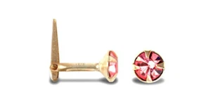 Stud Nasale A Cerniera In Cristallo Rosa Da 3Mm In Oro Giallo 9Ct - Foto 1 di 1