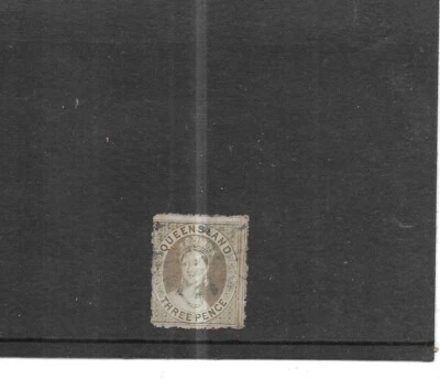 QUEENSLAND 1850. CHALON HEAD.  3 PENCE OLIVE. VERY FINE USED. AS PER SCAN. - Image 1 of 3