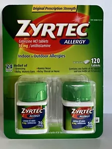 Zyrtec 24 Hour Allergy Relief 10mg Tablets 70+50=120 Total Caps Exp 09/27 - Picture 1 of 2