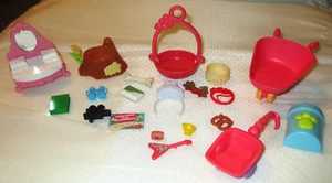 20 Pc Littlest Pet Shop LPS Accessories Lot: Wheel Barrows Basket Stump Vanity - Picture 1 of 3