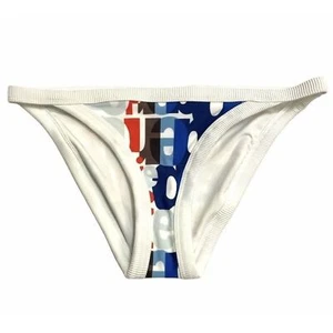 NEW AERIE Red White Blue Logo Spellout Bikini Swim Bottoms sz S Beachy Summer - Picture 1 of 6